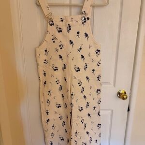 Zara Long Floral Overalls in Ecru.